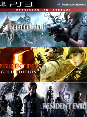 3 juegos en 1 Resident Evil 4 Mas RESIDENT EVIL 5 GOLD EDITION Mas RESIDENT EVIL 6
