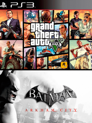 2 juegos en 1 Grand Theft Auto V Mas Batman Arkham City PS3